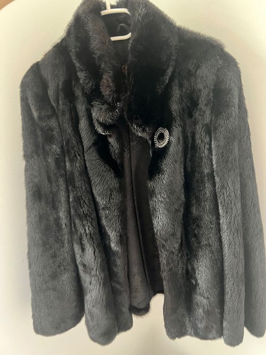 Норково палто черен