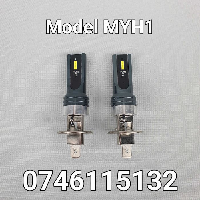 Faza Scurta-Lunga-BEC LED H1-10000Lm-6000K-Aluminiu-80W-Model Mic-NOU