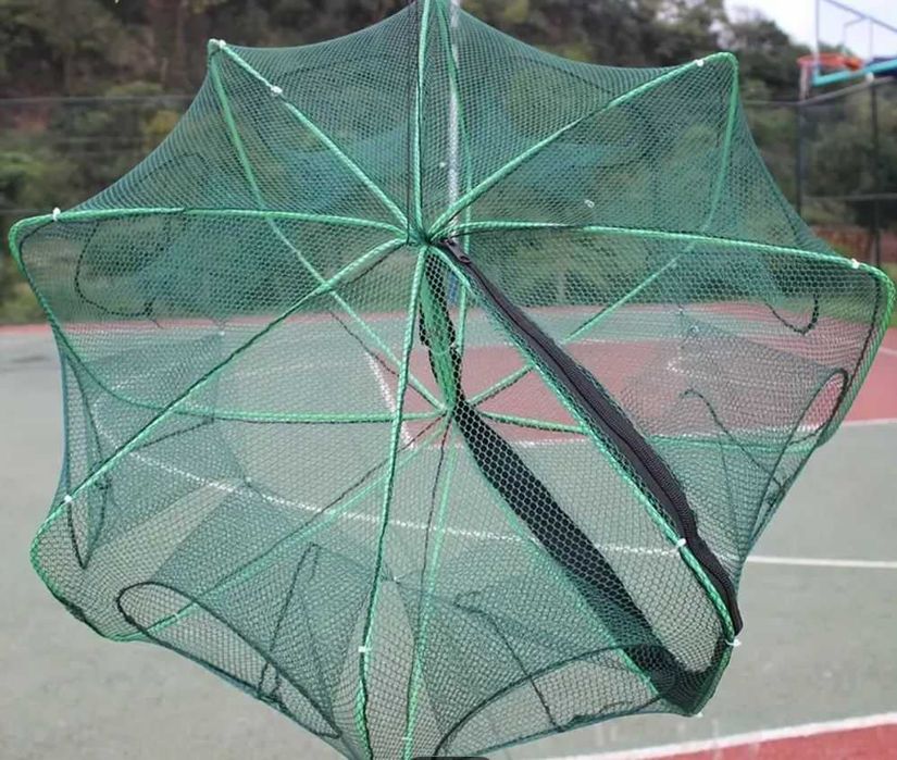 Мрежа/кош за улов на риба или раци - със 8 отвора -70 см, сгъваема