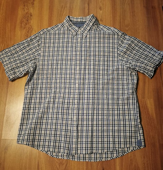 Camasa Mark & Spencer (linia Blue Harbour) , bumbac gofrat (ondulat), purtata de trei - patru ori, maneca scurta, carouri, marimea XL