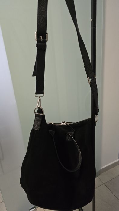 Geanta Musette piele intoarsa