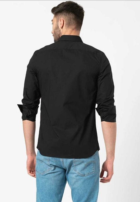 Черная мужская премиальная рубашка Lacoste,  Original!!!