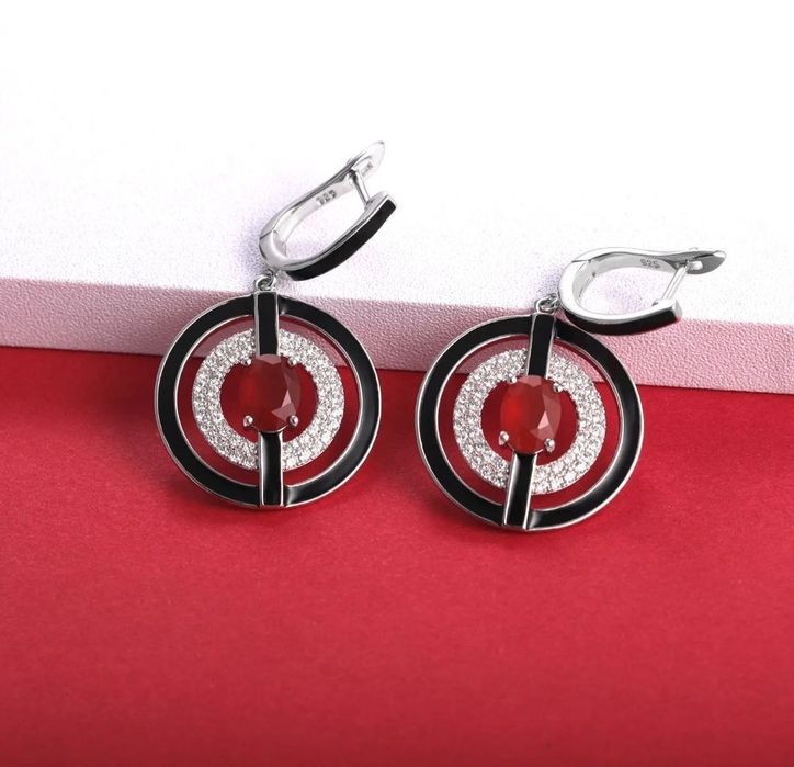 Натуральный агат серьги серебро Серьги крупные 
Серебро 925 родировано