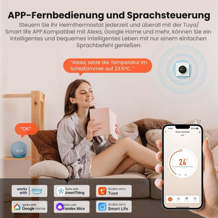 Termostat WiFi smart incalzire pardoseala Alexa
