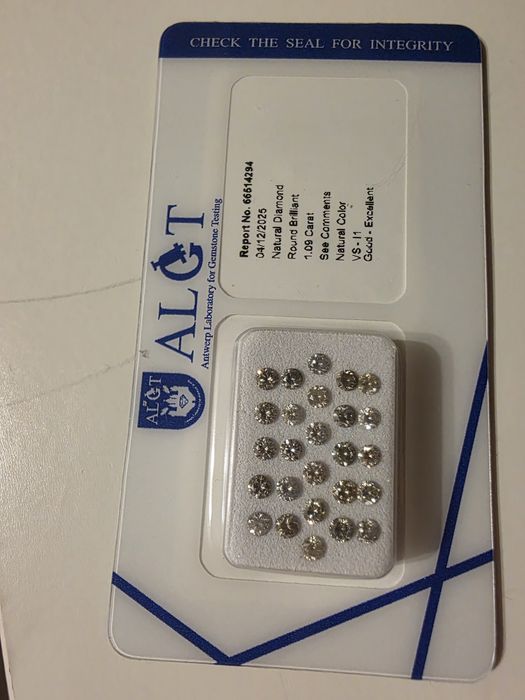 Lot 26 Diamante Naturale – 1.09 ct Total • Certificat ALGT Antwerp