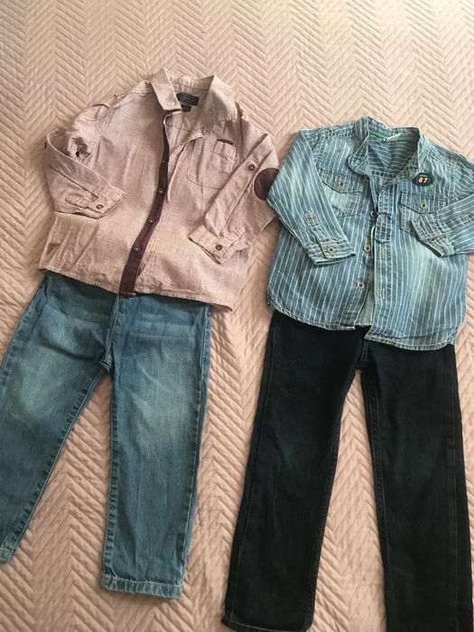 Ризи с къс и дълаг ръкав,офицялни панталони 3,4-5 години сет