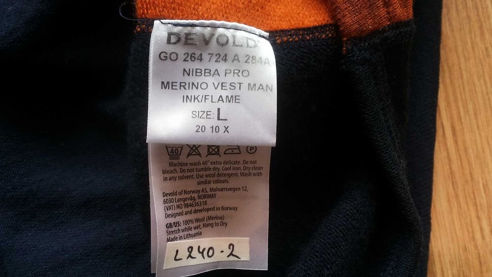 DEVOLD NIBBA PRO VEST 100% Extra Fine Merino Wool размер S / M елек 100% Мерино вълна - 1388