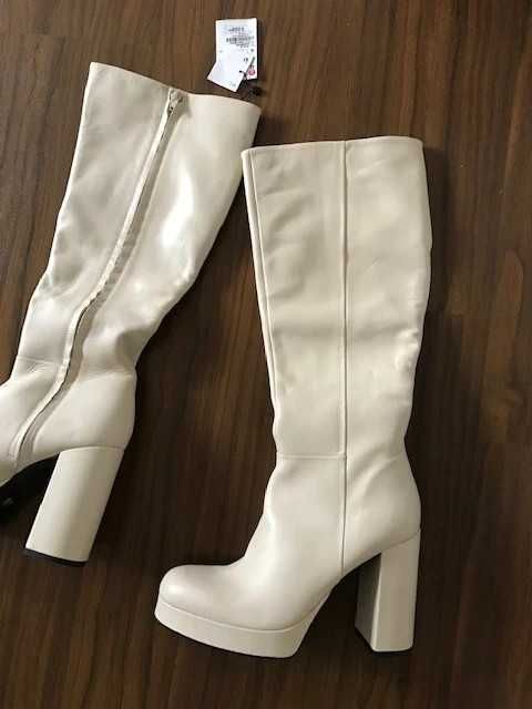 Zara cizme superbe piele naturala platforma toc patrat