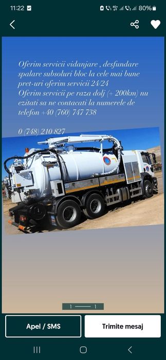 Servicii vidanjare și desfundare ietin și rapid