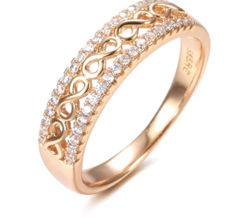 Inele din argint placate cu aur roze 14k , ajustabil