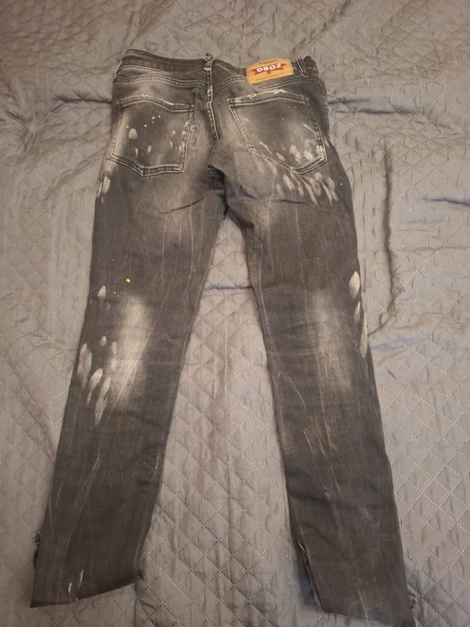 Черни дънки Dsquared2 стил – slim fit, distressed, paint ефект