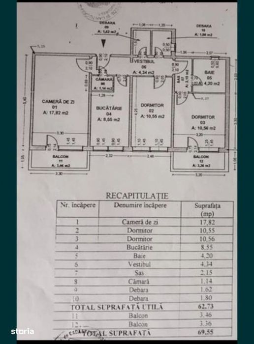 Apartament 3 camere Gorjului, 69,5 mp, 2 bai, 2 balcoane, bloc 1979