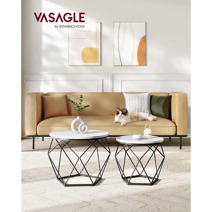 Set 2 măsuțe rotunde de cafea, Vasangle