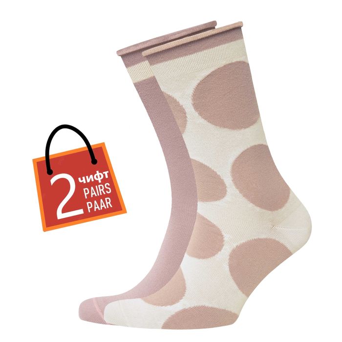 Памучни  дамски чорапи 2 чифта, на точки, безшевни, удобни