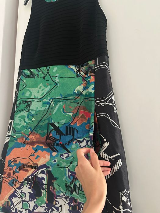 Vestido Desigual Negro Multicolor Talla