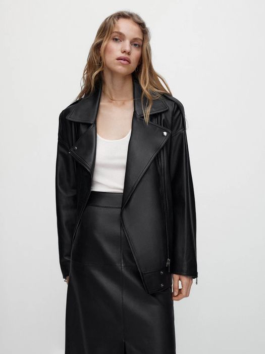 Fusta din piele nappa Massimo Dutti