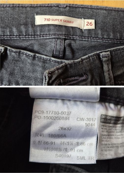 Blugi Levi's 710, Croială Super Skinny, Mărime 26/32 - Femei XS