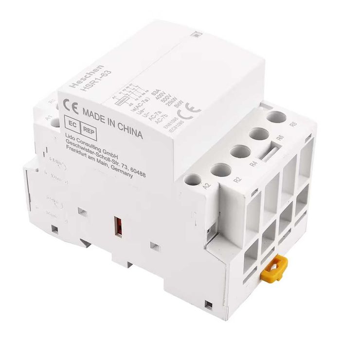 Contactor AC 4 poli 220–240V bobină montaj pe șină DIN – HSR1-63