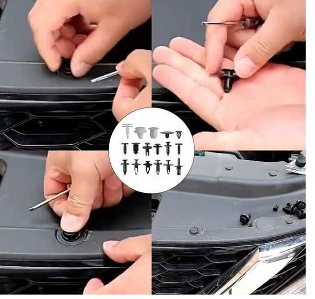 Щипки за кори, лайсни, панели, табло + инструмент за демонтаж, 421бр