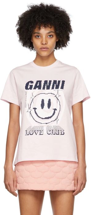 GANNI “Love club” розова тениска