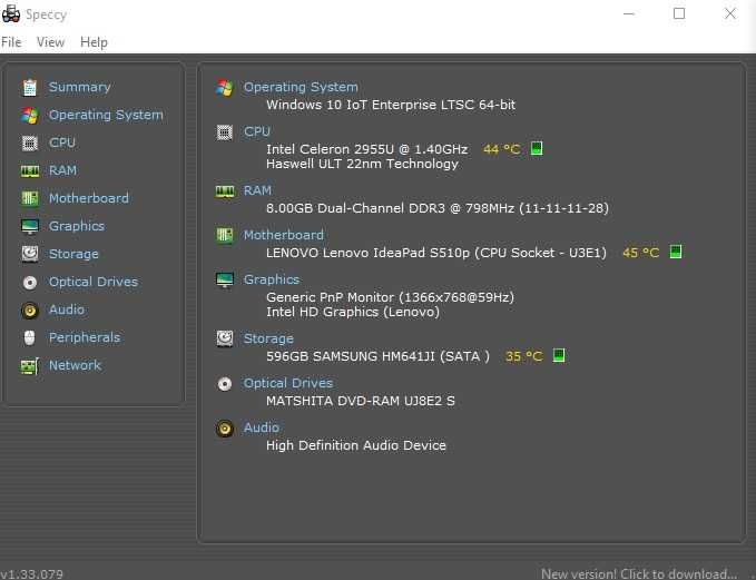 Laptop Lenovo IdeaPad S510p Intel 2955u Generatia 4 diagonala 15.6 40Cm Windows 10
