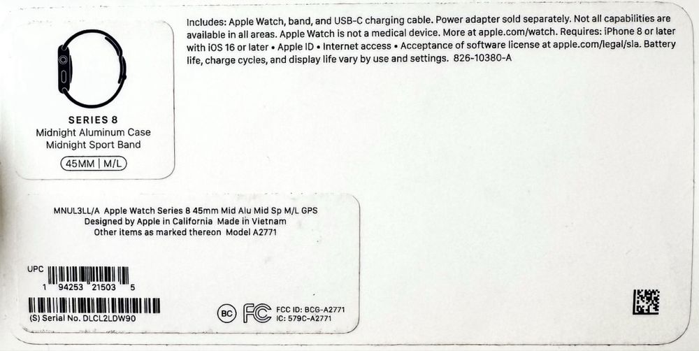 Apple watch 8, 45 mm