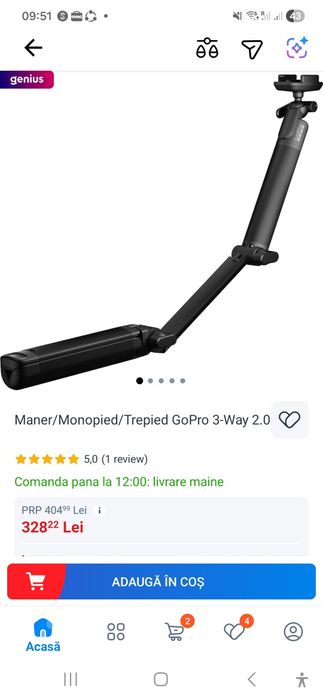 Maner/Monopied/Trepied GoPro 3-Way 2.0