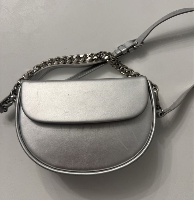 Кожена сребриста чанта Zarena