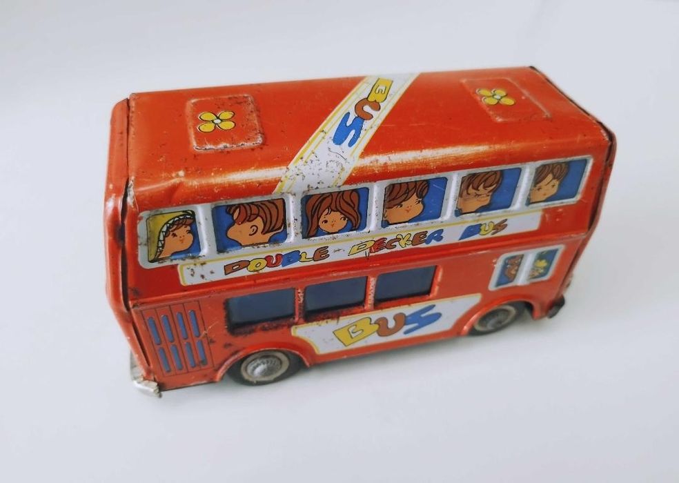 Jucarie veche tabla autobuz cu etaj Leyland London,  MF 291 CN, 1/24 .