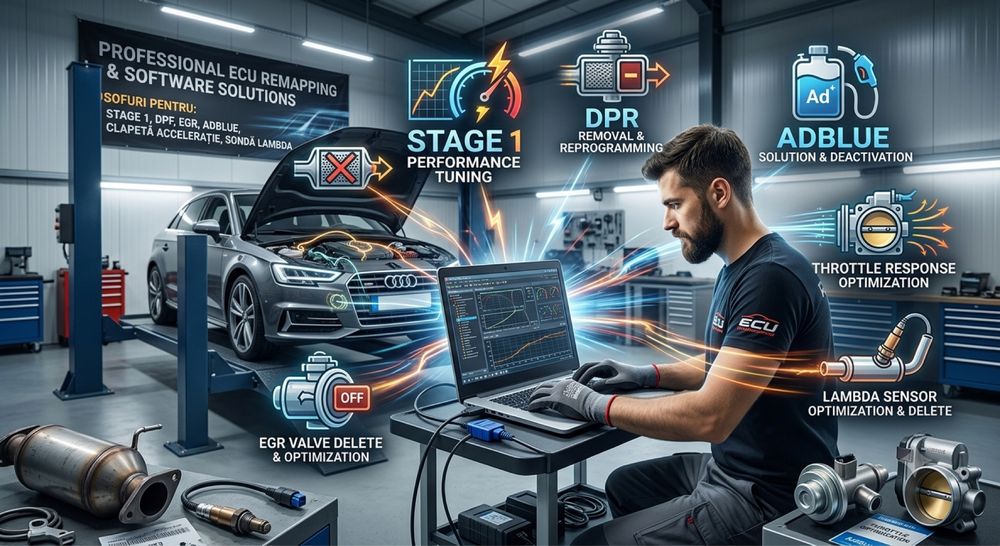 Servicii Profesionale Chiptuning & Optimizare Software Auto (Stage 1, DPF, EGR, AdBlue)