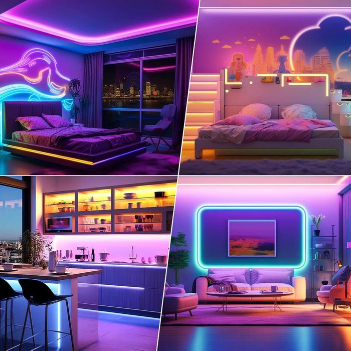 LED лента, 20M гъвкава RGB LED лента за декорация на стая, Bluetooth приложение за управление