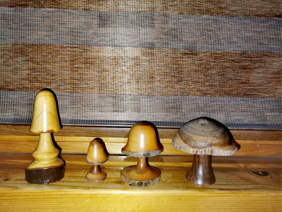 Гъби дърво Ръчно стругован дървен декор гъби - Sapele Wood 4 бр.
