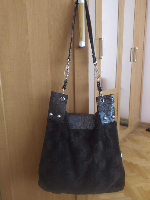 Дамска чанта, кафява с дълги дръжки