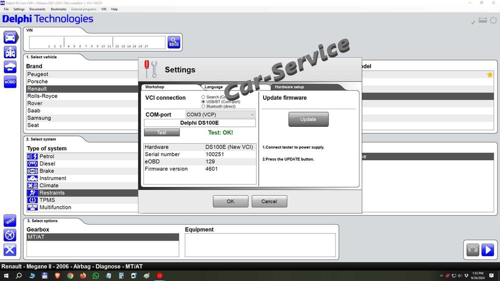 Tester Delphi DS150E cu o singura placa electronica si cea mai buna calitate hardware, soft 2021.10b si Firmware: 4601