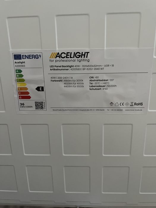 Професионал LED панел за вграждане марка Acelight.