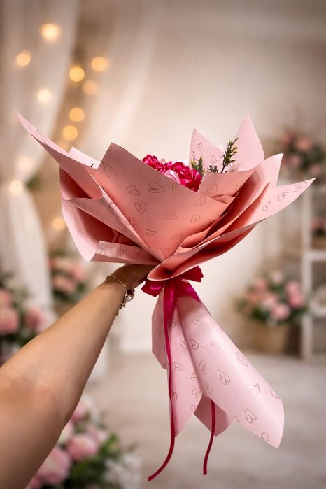 Елегантна подаръчна кутия с рози в няколко нюанса .