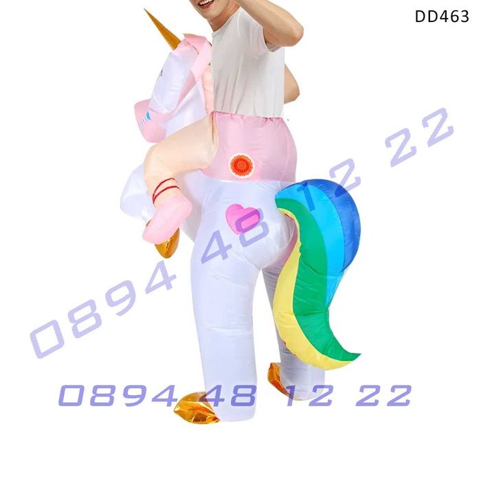 Надуваем парти костюм Еднорог деца възрастни аниматори игри рожден ден