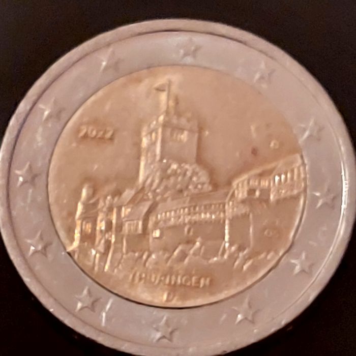 Monedâ 2 euro Germania cu defecte de batere