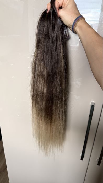 Естествена коса 55 см 180 гр омбре