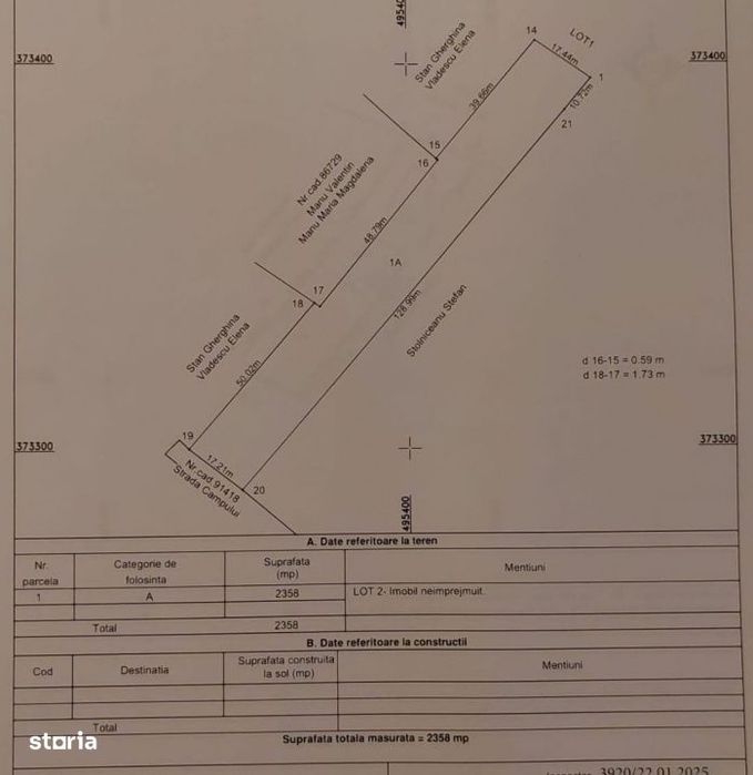 Vanzare Teren intravilan Stefanesti - Primarie str. Campului
