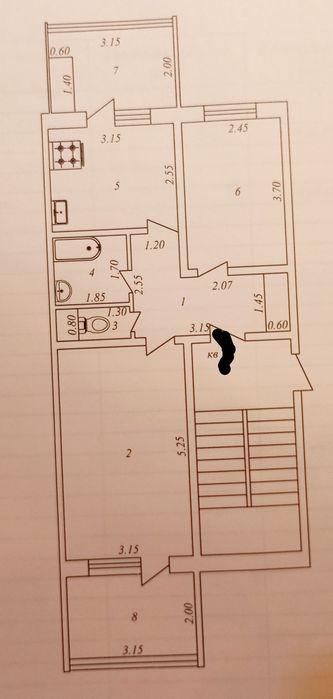 2ком./1/5 Юнусабад 17ква-ал.Улучшенная план-ка.Не торец 58м2.Огород.