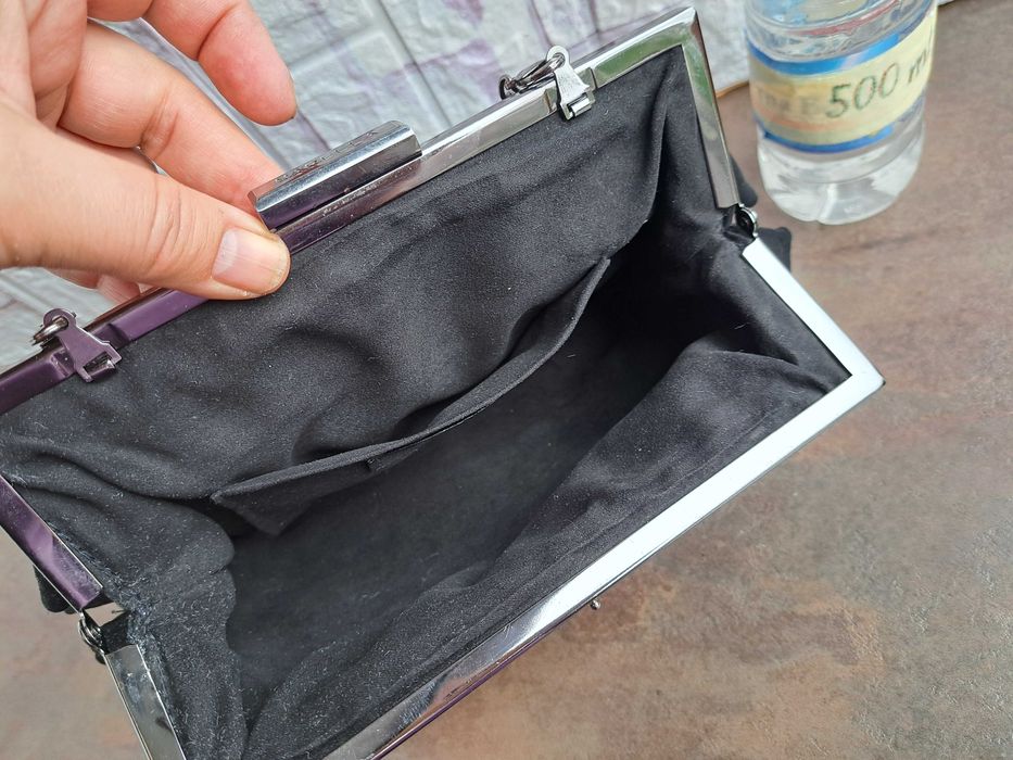 дамска чанта,Marella,черно малка чантичка-естествена кожа