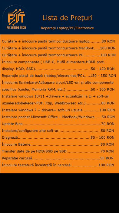 Reparații laptop & PC doar cu preluare de la domiciliu