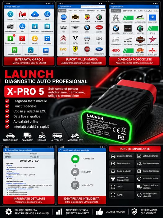 LAUNCH  X PRO 5 Tester Diagnoza Auto Camioane Utilaje Motociclete