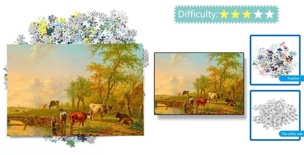 Puzzle Landscape with Cows 1000piese. Marime 75x50cm Nou ambalat!
