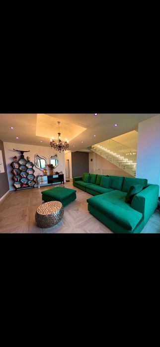 Vand canapea coltar Divani and Sofa verde - puf de gasca integral