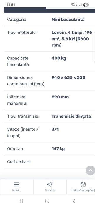 Mini dumper/ roaba motorizata/Villager Villy Dumper 400 WD,