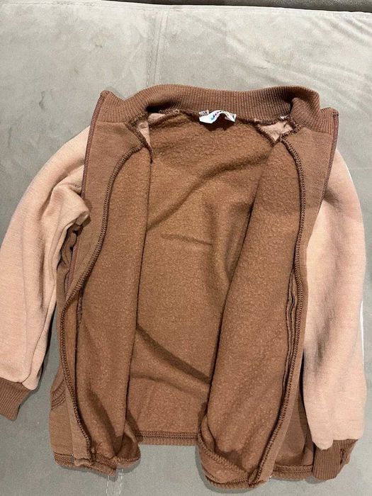 Set cardigan + pantaloni brushed din lână merinos - Mărime 98/104