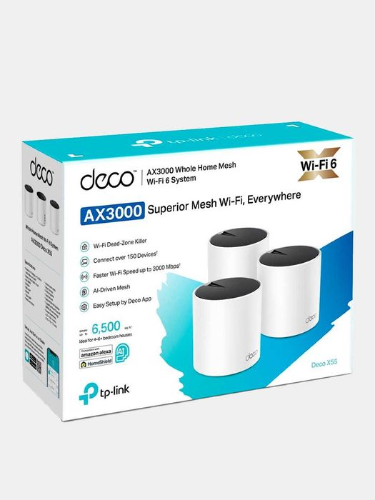 TP-Link AX3000 Deco X55 (3-Pack) Wi-Fi 6 Mesh-система  +Перечислением.