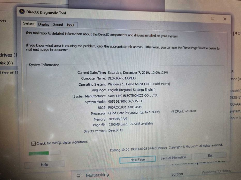 Samsung NP905S3G display pete